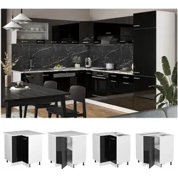 Vicco Eckunterschrank Küchenschrank R-Line Solid Weiß Schwarz 87 cm modern