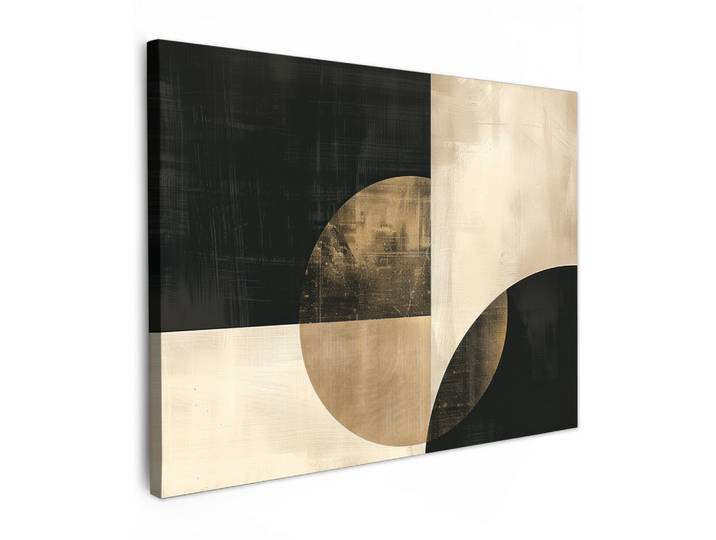LEINWANDBILD Abstrakt - Geometrische Formen - Schwarz - Gold Wandbilder 80x60 cm