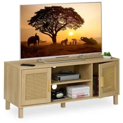 Relaxdays TV-Lowboard Rattan-Design Hellbraun