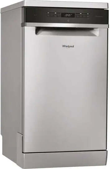 Whirlpool WSFO 3O23 PF X, Freistehend, Single (45 cm breit), Edelstahl, Schwarz, Tasten, Sensor, LED