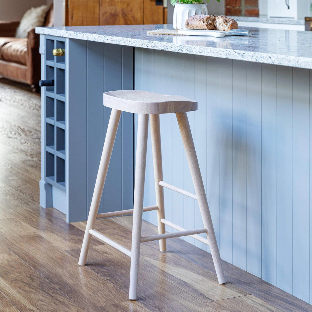 George Oliver wash Bar Stool White 67cm H X 47cm W X 49cm D