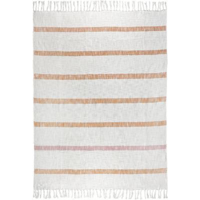 Plaid ESPRIT "Arne", weiß (sanftes weiß), B:130cm L:170cm, Baumwolle, Wohndecken, im Naturlook mit langen Fransen