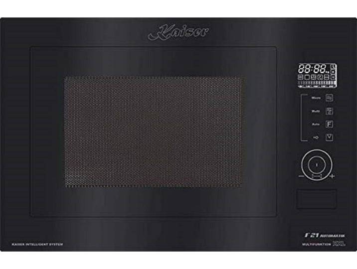 Kaiser Küchengeräte Mikrowelle, Multifunktions-Mikrowelle (Quarzgrill, Auftauen, 12 Automatik-Programmen – 21 Betriebsfunktionen), 25,00 l, Einbau-Mikrowelle, Schwarz Glas, 25L, Heißluft, Grill, 21 Funktionen