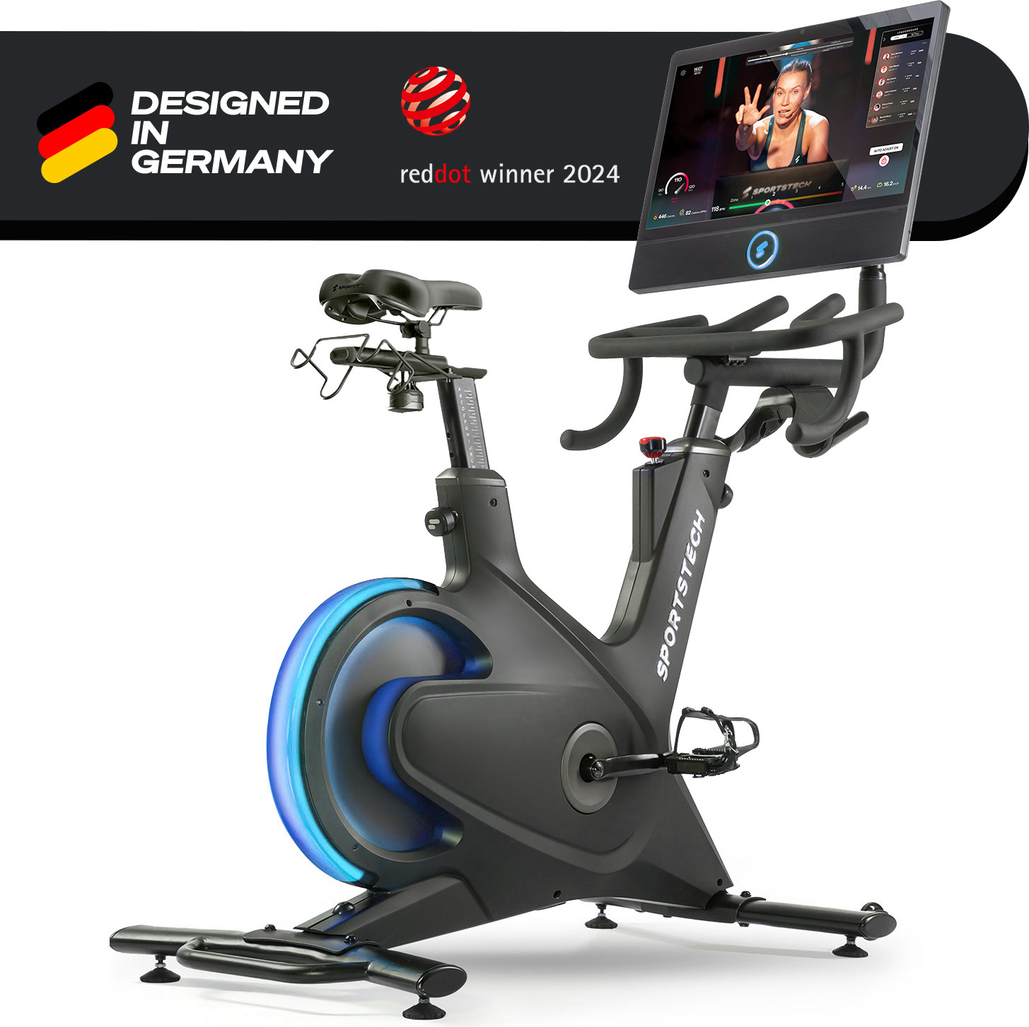 Sportstech Speedbike sBike | 21,5" Touch-Display | LED-Feedback | Kurse