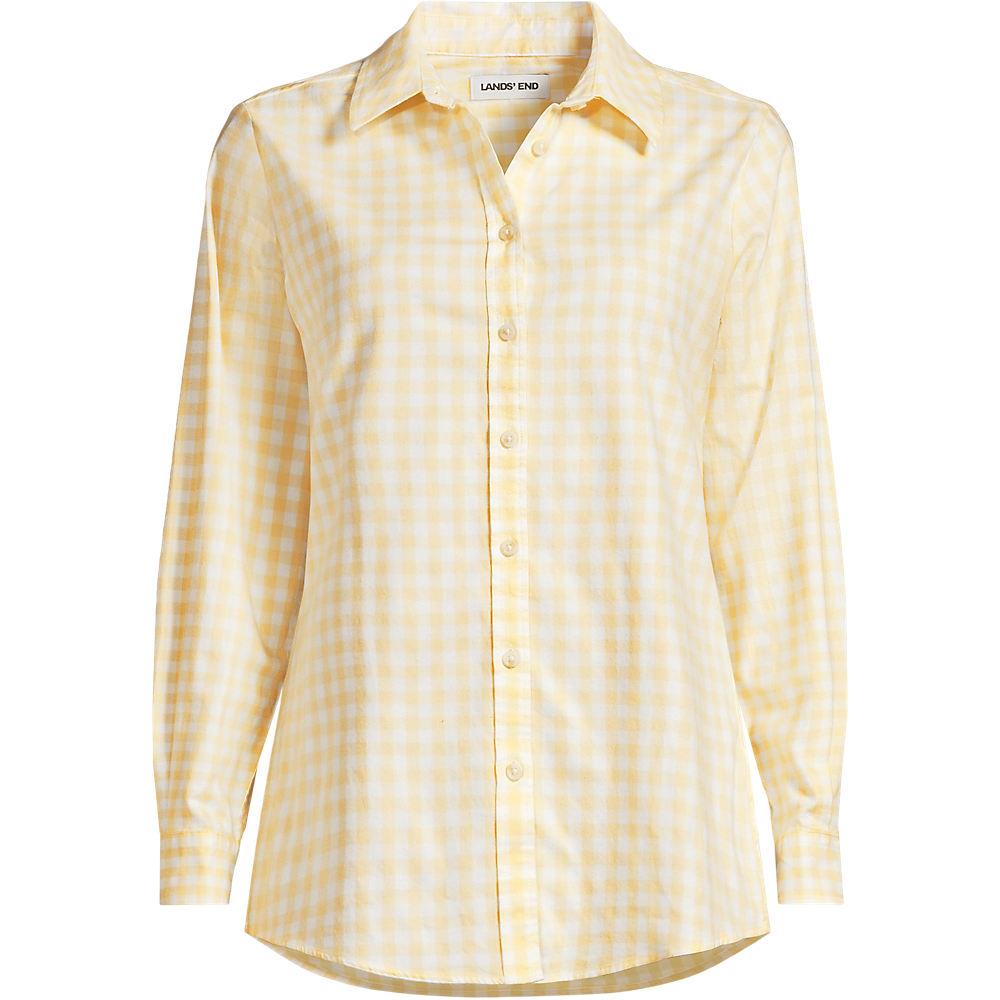 Lange leichte Flanellbluse für Damen in Plus-Größe, Damen, size: plus, Gelb, by Lands' End