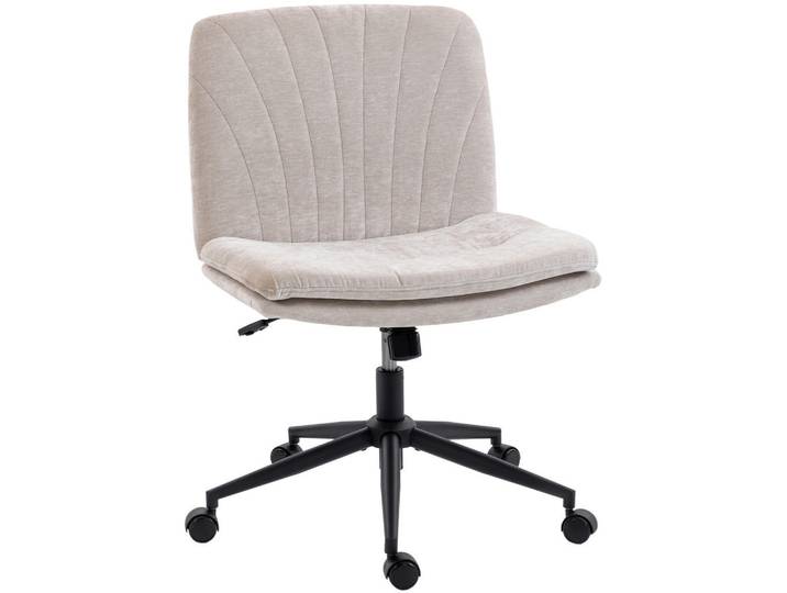 Homcom Homeoffice Stuhl Polyester Beige, Metall, Füllung: Schaumstoff, 62x93x67 cm, Büromöbel, Bürostühle, Drehstuhl