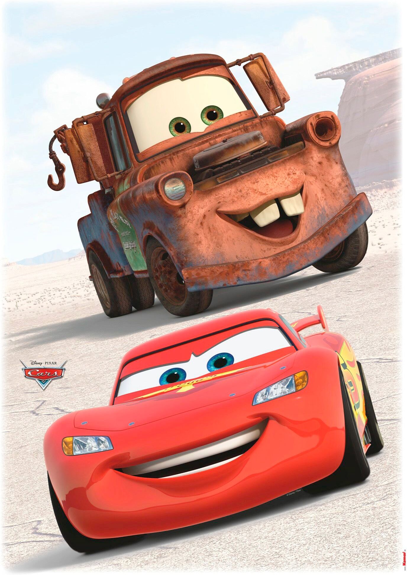 Wandtattoo KOMAR "Cars Friends - Grösse 50 x 70 cm", braun (braun, rot), B:50cm H:70cm, Folie, Wandtattoos, Wandtattoo, selbstklebend, Wandsticker, Kinderzimmer braun, rot B/H/T: 50cm x 70cm, Autos