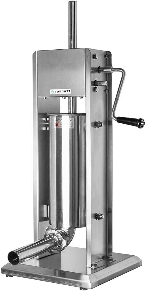 Profi Wurstfüllmaschine aus Edelstahl | 5L |Silber | Füllrohre | Wurstfüller | Wurstpresse | Wurstmaschine | Entlüftungsventil und Handkurbel