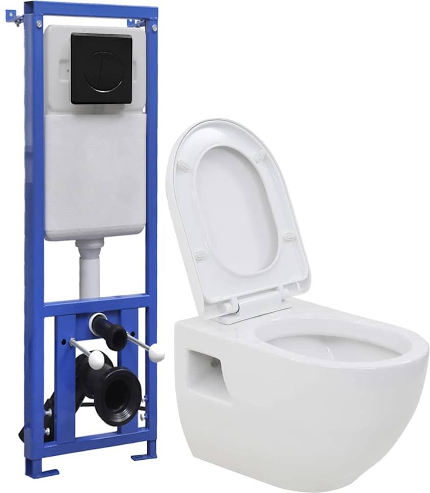 vidaXL Toilette suspendue au mur avec réservoir haut caché Céramique