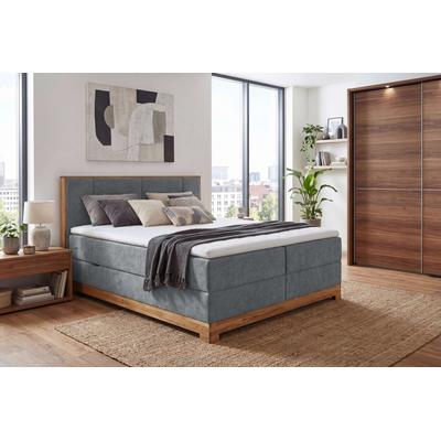Boxbett OTTO HOME "Fennor, Doppelbett, Polsterbett, Federkernbett, Komforbett, 160/180 cm", grau, B:186cm L:213cm, 100% PES, Komplettbetten, Boxbett: 5-Z-Taschenfederkern im Unterbau, Härtegrad 3, inkl. Topper