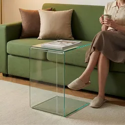 Beistelltisch Trölmapilu Glas 60x40x40 cm Transparent [en.casa]