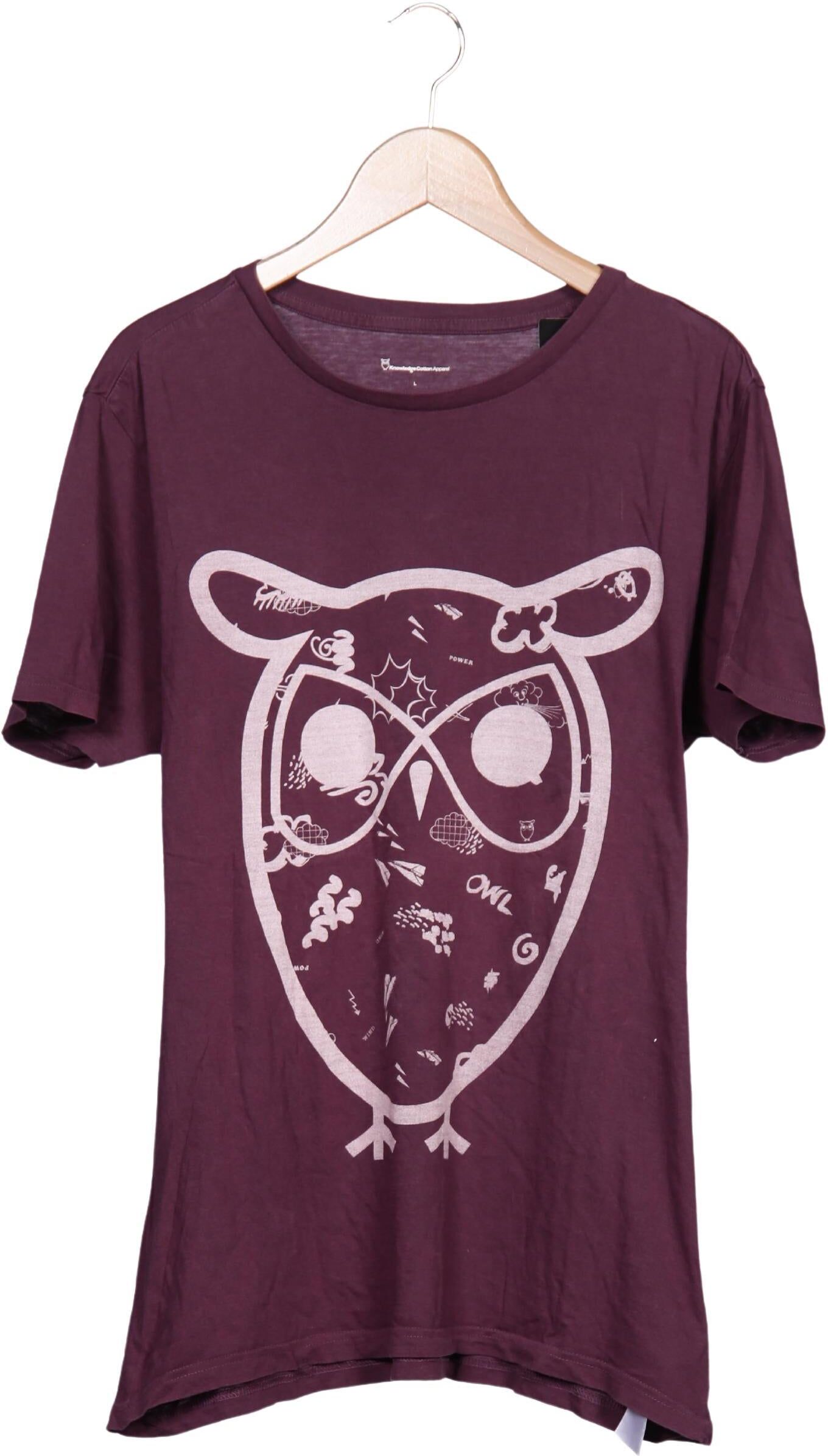 Knowledge Cotton Apparel Herren T-Shirt, Bordeaux, Gr. L, Baumwolle - Second Hand