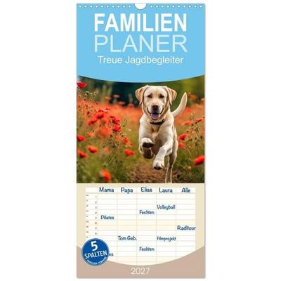 Familienplaner 2027 - Treue Jagdbegleiter mit 5 Spalten (Wandkalender, 21 x 45 cm) CALVENDO
