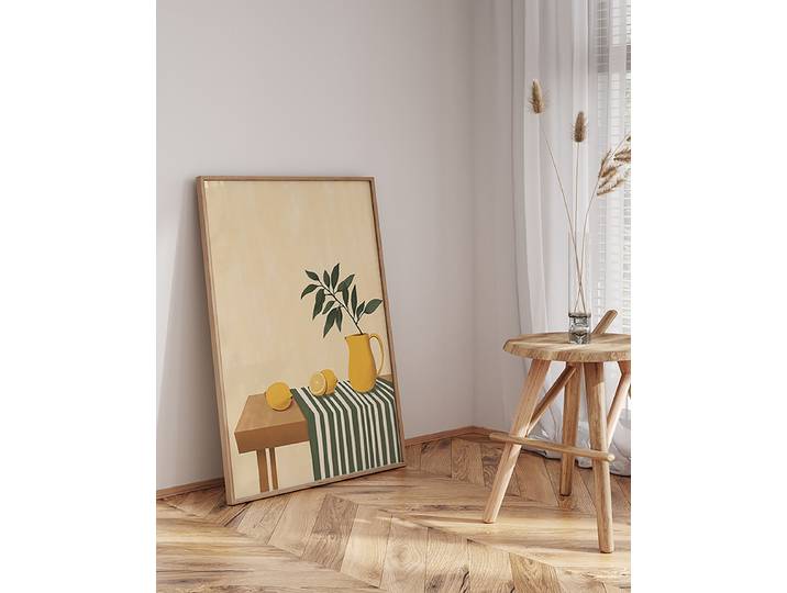 Kunstdruck My Lemon Table Abdeckung: Acrylglas Rahmen: Buche, lackiert Multicolor 63 x 83cm