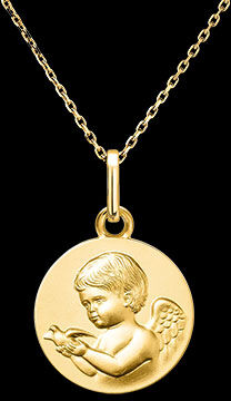 Edenly Medaille Engel Bote und Taube â€“ 9-karÃ¤tiges Gelbgold