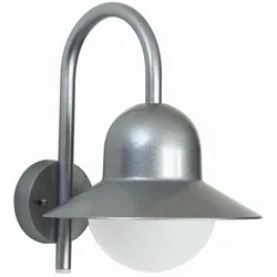 Albert Außenwandleuchte Typ Nr. 0662, mit Bogenarm, IP44, E27 QA55 max. 57W, Alu-Guss / Opalglas, Silber matt ALB-690662