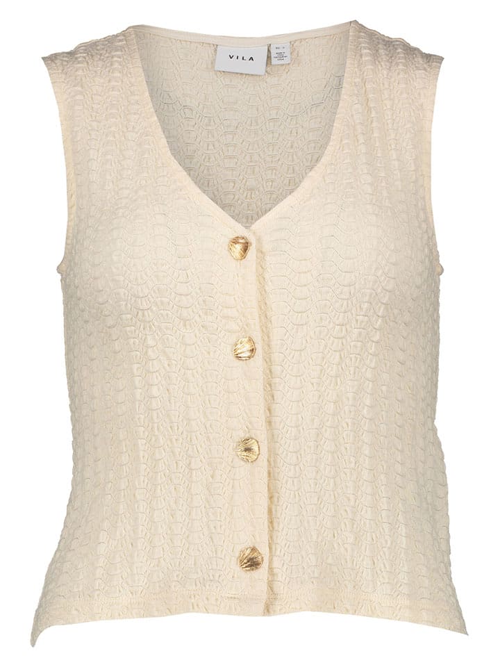 Vila Strickweste in Beige - S