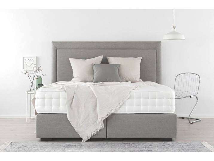 Boxspringbett CHARM 220x200 cm - verschiedene Farben und Bezüge verfügbar - konfigurierbar - mit Matratze - mit Kopfteil in Rahmenoptik