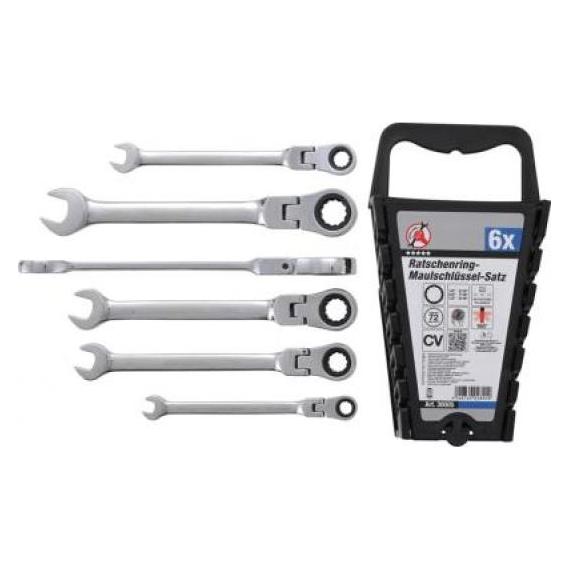 BGS Ratschenring-Maulschlüssel-Satz flexible Köpfe Zollmasse SW 1/4" - 9/16" 6-tlg. (1/2", 1/4", 3/8", 5/16", 7/16", 9/16") (30005)