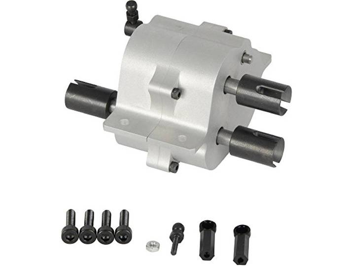 CARSON 500907266 - 1:14 Alu 2-Gang-Verteilergetriebe sperr, RC-Truck, Ersatzteile, Tuningteile, Zubehör, Modellbau, Maßstab 1:14, Silber