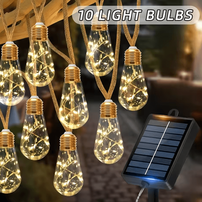 Inspire Curations Solar Outdoor String Lights With 8 Lighting Modes 5m 10led warm