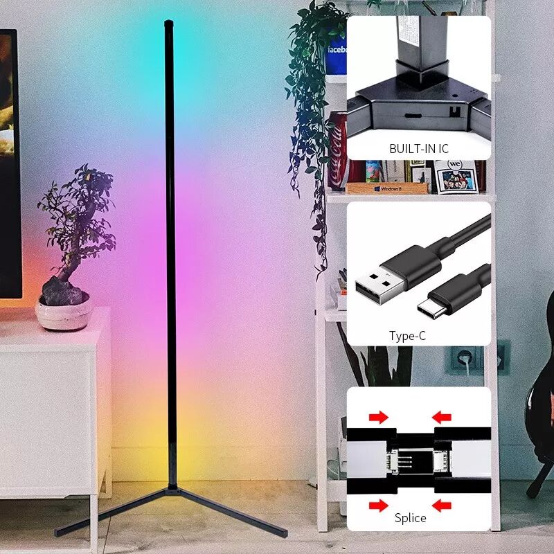 INF Lot de 2 Lampes d'Angle Bluetooth RGBIC avec Télécommande - Éclairage Ambiant Personnalisable