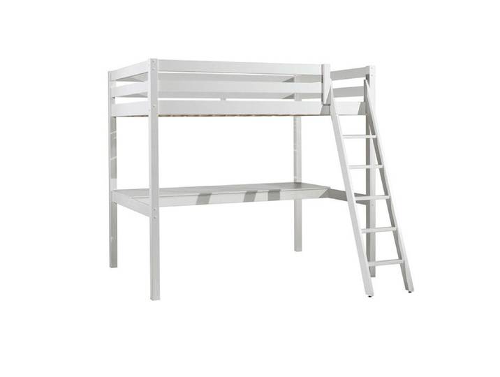 SLEEPY - Lit Mezzanine Blanc 140x200cm avec Bureau 205 cm