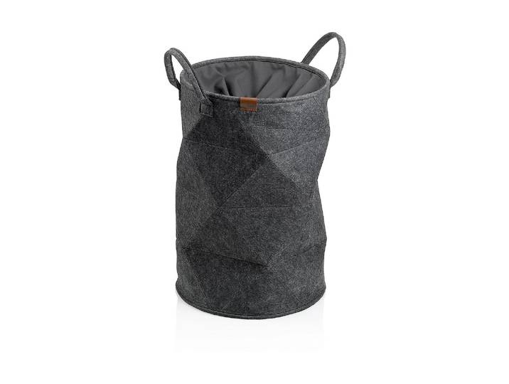 Wäschekorb KELA Fay 42 l , grau (dunkelgrau), B:33cm H:50cm, Filz, Polyester, Wäschesammler, Wäschekorb
