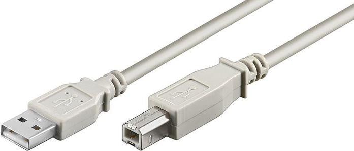 MicroConnect USBAB3 USB A naar USB B kabel, 3 meter, grijs