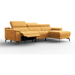ECKSOFA FIERO 4-Sitzer RECHTS, Gelber Veloursstoff