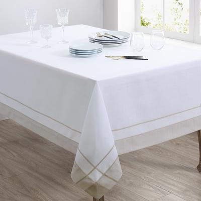 Saro Lifestyle Classic Border Detail Tablecloth with Clean Tailored Edges, Soft Durable Fabric for Refined Everyday Dining