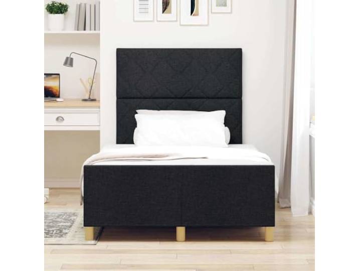 KTHLBRH Bettgestell mit Kopfteil, Schwarz, 120 x 200 cm Stoffbezug, einfaches Design, kein Netz, robuste Konstruktion