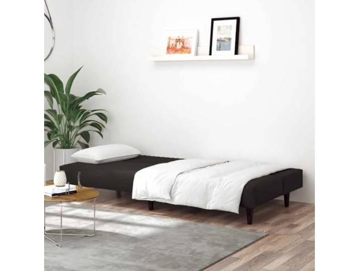 KTHLBRH Schlafsofa 2-Sitzer schwarz Samt 200 cm Holzgestell, Schaumgummi, umwandelbar, 110 kg, Wohnzimmer, Büro