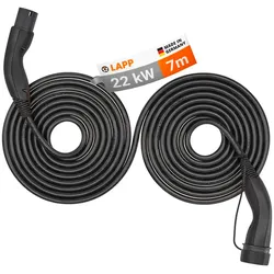 Lapp Selbstaufrollendes Doppelhelix Ladekabel Typ 2 Mode 3 / 3-phasig 32 A bis 22 kW 7 Meter schwarz