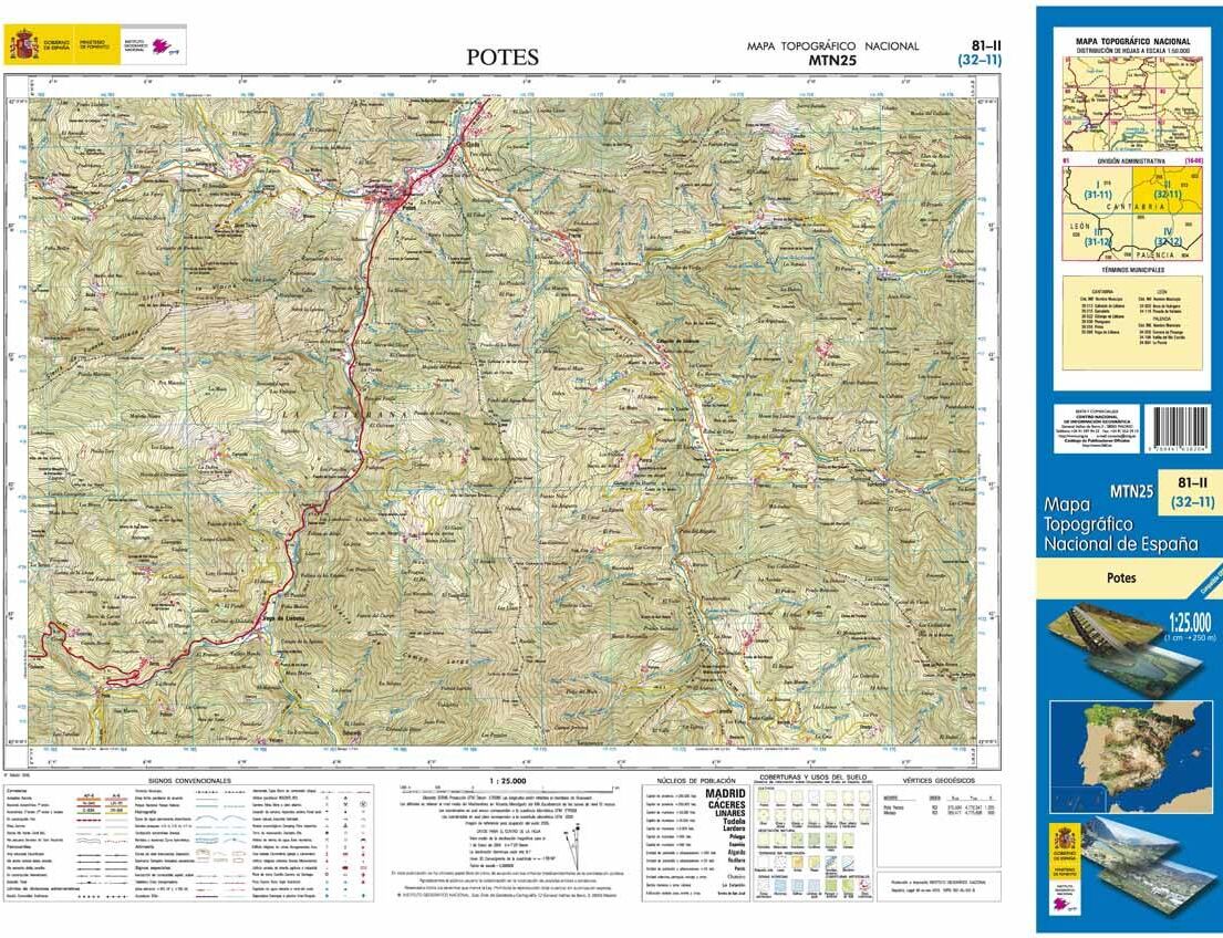 Carte topographique de l'Espagne n° 0081.2 - Potes   CNIG - 1/25 000