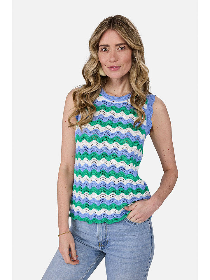 LIEBLINGSSTÜCK Stricktop "Carmina" in Hellblau/ Grün/ Weiß - 40