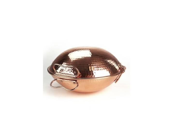 CopperGarden® Cataplana Bräter aus handverzinntem gehämmerten Kupfer mit ca 24 cm Durchmesser I Portugies. Kupferbräter mit perfekter Wärmeleitfähigkeit I Für Gas/Feuer/Grill & Backofen