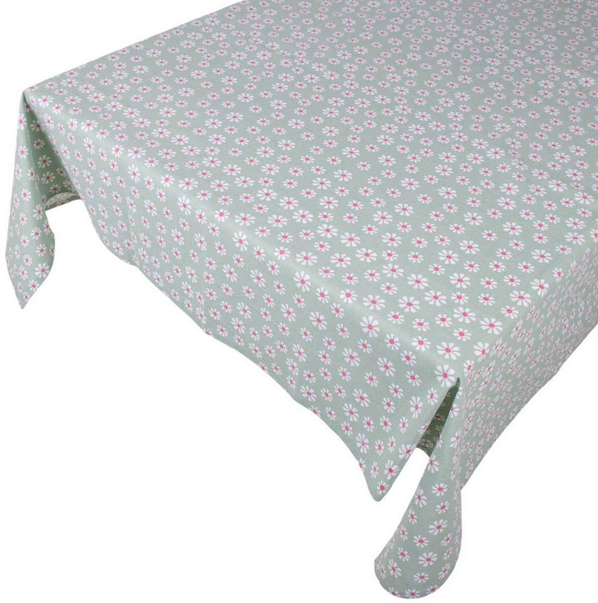 Daisy Flowers Textiel Tafelkleed Groen 140 x 250 cm