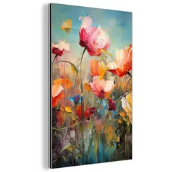 METALLBILD Blumen - Aquarell - Kunst - Botanisch - Natur 80x120 cm