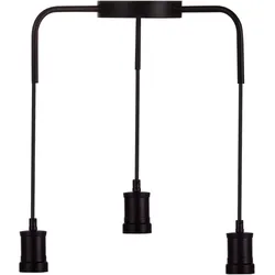 Luxula, Pendelleuchte, Pendelleuchte Industrial 3 flammig, für 3 x E27, Metall, 1,5 m Textilkabel, schwarz (E27)