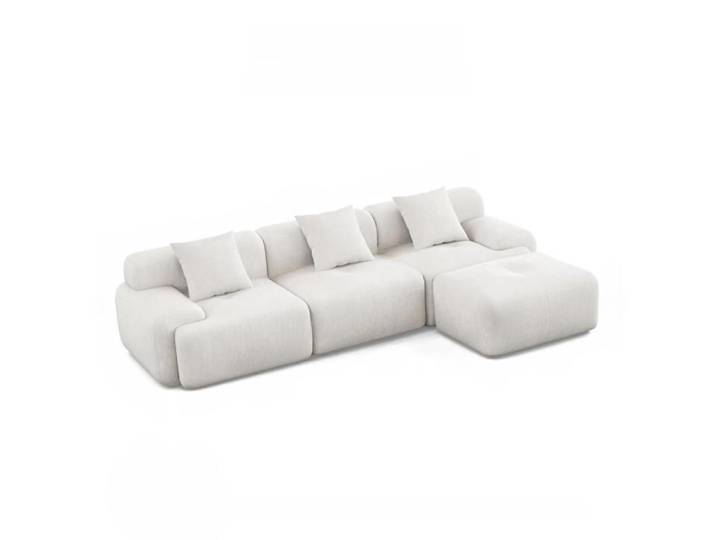 SHEFFIELD - Canapé d'angle 5-6 places avec méridienne modulable en velours côtelé beige