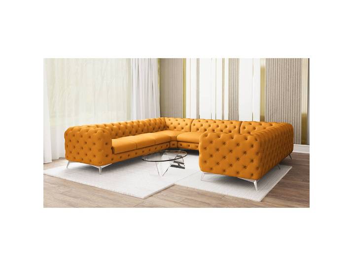 Wohnlandschaft I Gelb Microfaser Enza 346 x 73 x 323cm Ausrichtung rechts Glamour