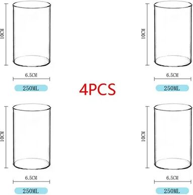 Trendy Discount Goods Large Capacity 250ml Glass Tumbler, Straight Glass For Cold Drinks, Coffee, And Milk, Creative Family Cup d 250ml