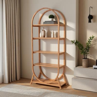 ZWYO HOSIMU "27.58"" E1 Particle Board Metal 5-Tier Compact Arched Display Bookcase with Waterproof Scratch-Resistant Surface"