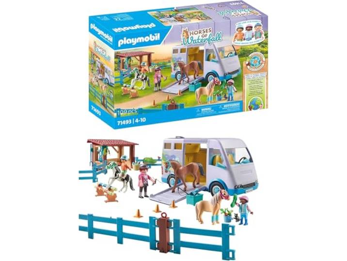 PLAYMOBIL Horses of Waterfall 71493 Mobile Reitschule, spielerisches Lernen des Pferdereitens, Abenteuer auf der Waterfall Ranch, detailreiches Spielzeug für Kinder ab 4 Jahren
