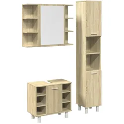 vidaXL 3-tlg. Badmöbel-Set Sonoma-Eiche Holzwerkstoff