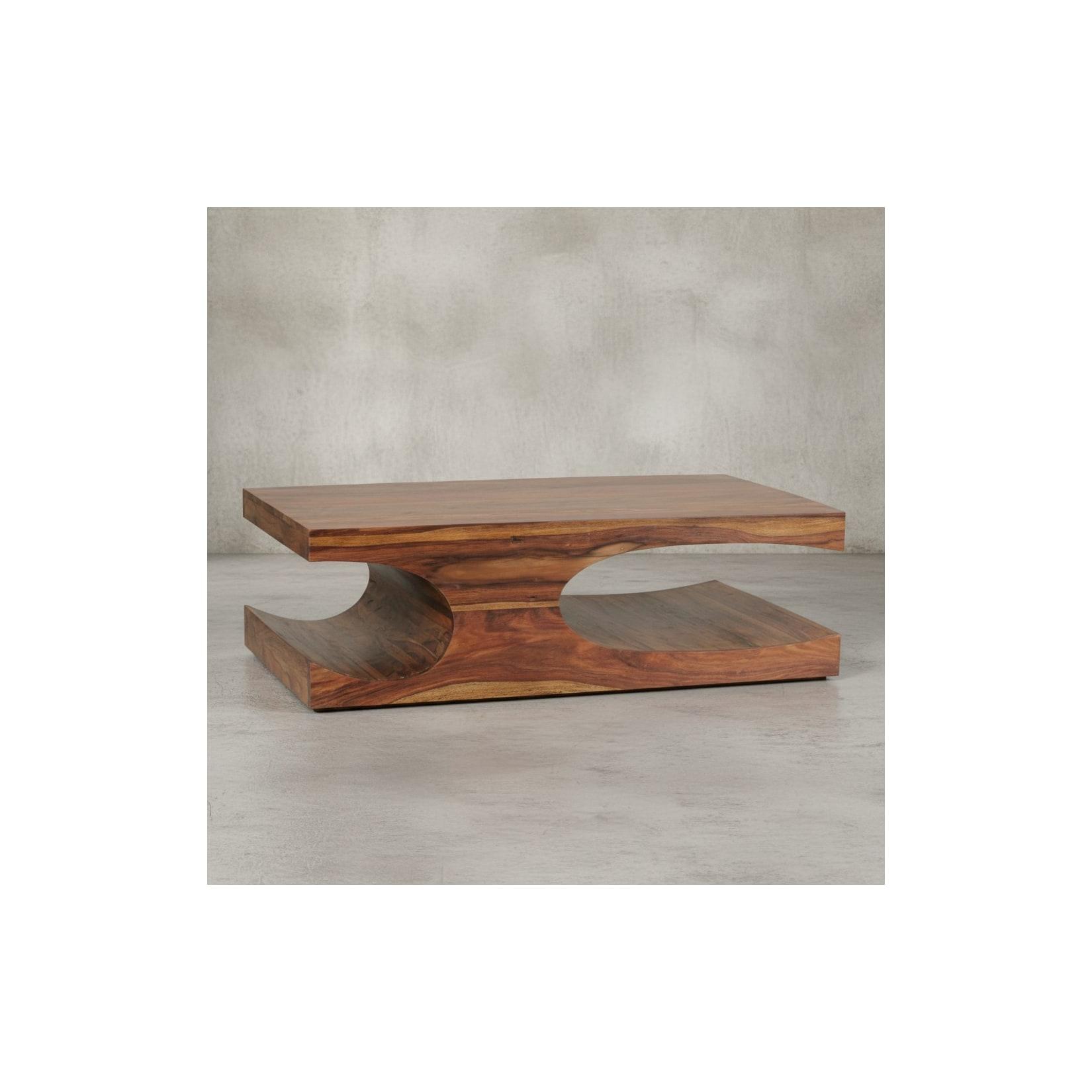 Couchtisch BOHA aus Massivholz im Landhausstil mit Designelementen, Dunkelbraun 118x70x38 cm