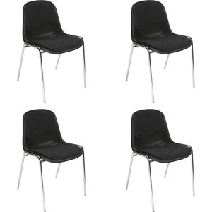 Nowy-Styl Besucherstuhl Beta plus chrom, stapelbar, Vierfußstuhl, Kunststoff/Stoff, schwarz, 4 Stück