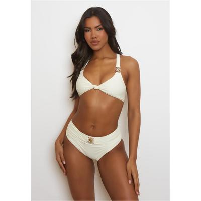 Balconette-Bikini MODA MINX "Amour Knot", Damen, Gr. S, weiß, 82% Polyamid, 18% Elasthan, unifarben, Bikini-Sets Balconette-Bikini, mit modischer Schnürung am Rücken