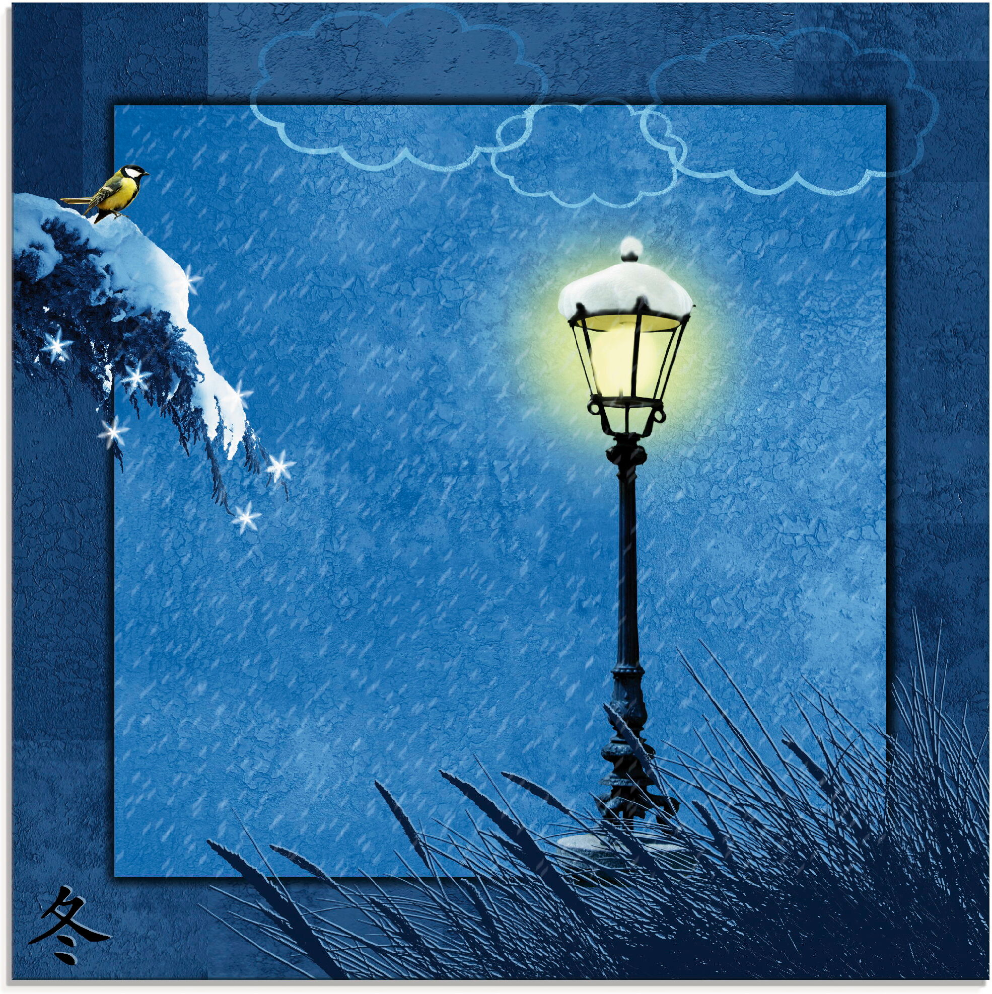 Glasbild ARTLAND "Serie vier Jahreszeiten - Winter", blau (farbe bild(er): blau), B:20cm H:20cm, Bilder, Glasbild, in verschiedenen Grössen farbe bild(er): blau B/H/T: 20cm x 20cm, Glasbild Vier Jahreszeiten quadratisch, 1 Stk.